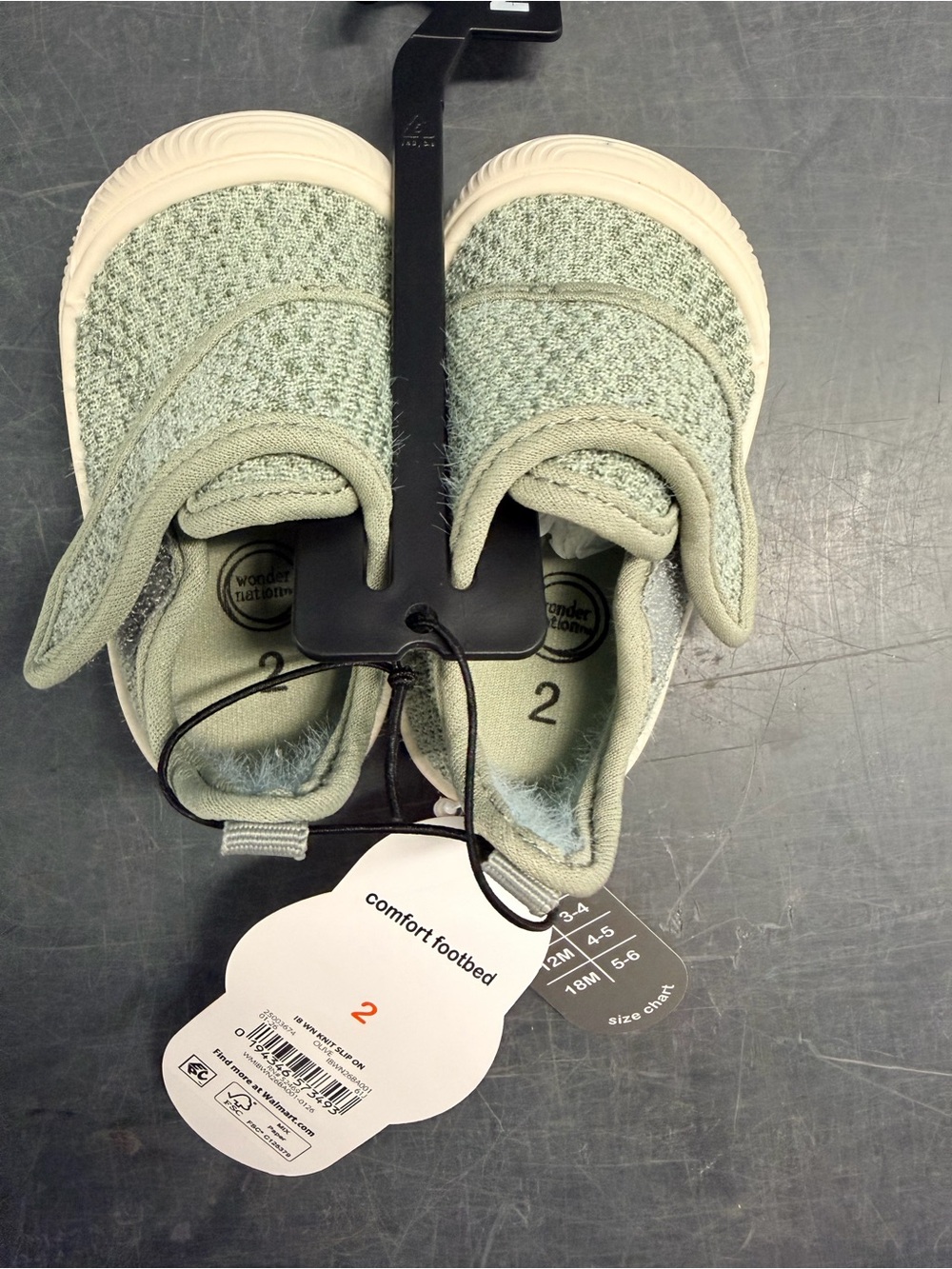 wonder nation Sage Green Knit Slip-On Baby Sneakers